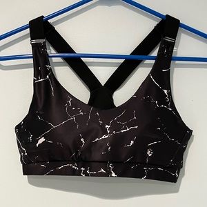 Black Marble Sports Bra
